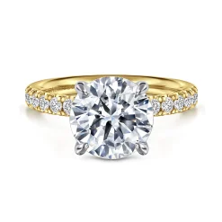 Discount Gabriel & Co. Winslow - 14K White-Yellow Gold Round Diamond Engagement Ring