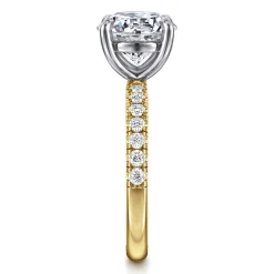 Discount Gabriel & Co. Winslow - 14K White-Yellow Gold Round Diamond Engagement Ring