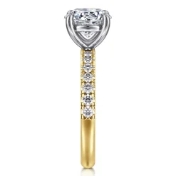 Clearance Gabriel & Co. Winslow - 14K White-Yellow Gold Round Diamond Engagement Ring