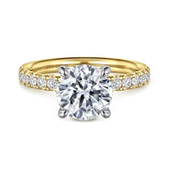 Clearance Gabriel & Co. Winslow - 14K White-Yellow Gold Round Diamond Engagement Ring