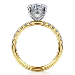 Clearance Gabriel & Co. Winslow - 14K White-Yellow Gold Round Diamond Engagement Ring