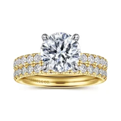 Clearance Gabriel & Co. Winslow - 14K White-Yellow Gold Round Diamond Engagement Ring