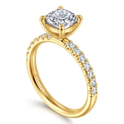 Best Gabriel & Co. Winslow - 18K Yellow Gold Cushion Cut Diamond Engagement Ring