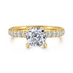 Best Gabriel & Co. Winslow - 18K Yellow Gold Cushion Cut Diamond Engagement Ring