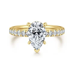 New Gabriel & Co. Winslow - 14K Yellow Gold Pear Shape Diamond Engagement Ring