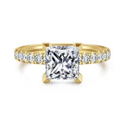 New Gabriel & Co. Winslow - 14K Yellow Gold Princess Cut Diamond Engagement Ring