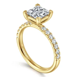 New Gabriel & Co. Winslow - 14K Yellow Gold Princess Cut Diamond Engagement Ring