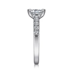 Best Gabriel & Co. Wyatt - 14K White Gold Emerald Cut Diamond Engagement Ring