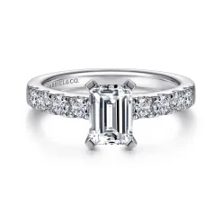 Best Gabriel & Co. Wyatt - 14K White Gold Emerald Cut Diamond Engagement Ring
