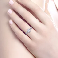Best Gabriel & Co. Wyatt - 14K White Gold Emerald Cut Diamond Engagement Ring
