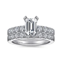 Best Gabriel & Co. Wyatt - 14K White Gold Emerald Cut Diamond Engagement Ring