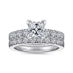 Best Gabriel & Co. Wyatt - 14K White Gold Princess Cut Diamond Engagement Ring