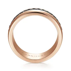 Gabriel & Co. Xavier - 14K Rose Gold Black Diamond Mens Wedding Band in High Polished Finish