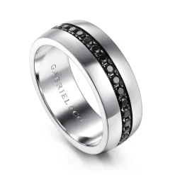 Online Gabriel & Co. Xavier - 14K White Gold and Black Diamond Men's Band in High Polished Finish