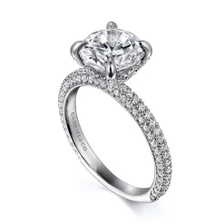 Best Gabriel & Co. Xenia - 14K White Gold Round Diamond Engagement Ring