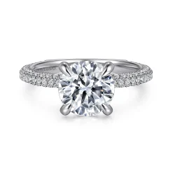 Best Gabriel & Co. Xenia - 14K White Gold Round Diamond Engagement Ring