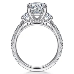 Online Gabriel & Co. Yasmine - 14K White Gold Oval Three Stone Diamond Engagement Ring