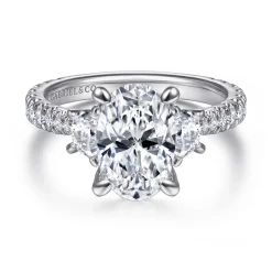 Online Gabriel & Co. Yasmine - 14K White Gold Oval Three Stone Diamond Engagement Ring