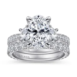 Online Gabriel & Co. Yasmine - 14K White Gold Oval Three Stone Diamond Engagement Ring