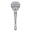 Best Gabriel & Co. Yvonne - 14K White Gold Floral Round Diamond Engagement Ring