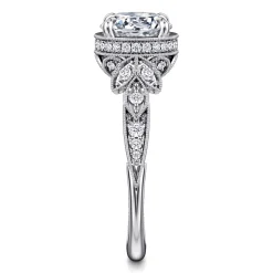 Best Gabriel & Co. Yvonne - 14K White Gold Floral Round Diamond Engagement Ring