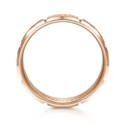 Online Gabriel & Co. Zachary - 14K Rose Gold 6mm - Men's Wedding Band with Hammered Stations