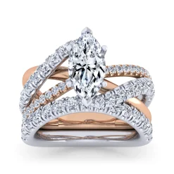 Best Gabriel & Co. Zaira - 14K White-Rose Gold Marquise Shape Free Form Diamond Engagement Ring