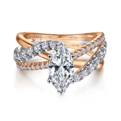 Best Gabriel & Co. Zaira - 14K White-Rose Gold Marquise Shape Free Form Diamond Engagement Ring