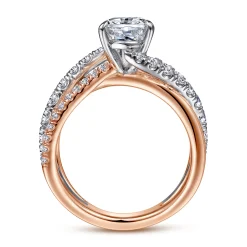New Gabriel & Co. Zaira - 14K White-Rose Gold Pear Shape Free Form Diamond Engagement Ring
