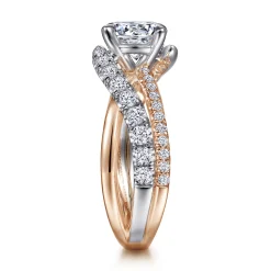 Clearance Gabriel & Co. Zaira - 14K White-Rose Gold Round Diamond Engagement Ring