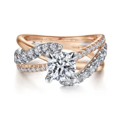 Clearance Gabriel & Co. Zaira - 14K White-Rose Gold Round Diamond Engagement Ring