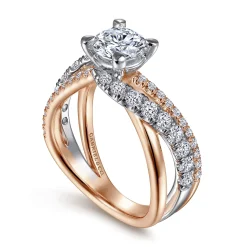 Clearance Gabriel & Co. Zaira - 14K White-Rose Gold Round Diamond Engagement Ring