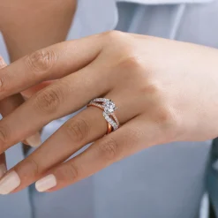 Clearance Gabriel & Co. Zaira - 14K White-Rose Gold Round Diamond Engagement Ring