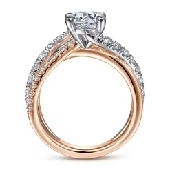 New Gabriel & Co. Zaira - 14K White-Rose Gold Round Free Form Diamond Engagement Ring