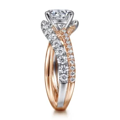 New Gabriel & Co. Zaira - 14K White-Rose Gold Round Free Form Diamond Engagement Ring