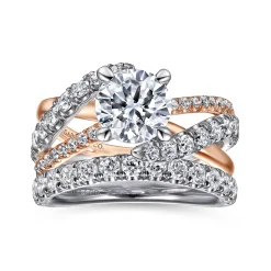 New Gabriel & Co. Zaira - 14K White-Rose Gold Round Free Form Diamond Engagement Ring