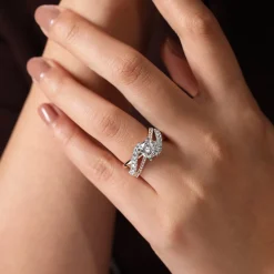 New Gabriel & Co. Zaira - 14K White-Rose Gold Round Free Form Diamond Engagement Ring