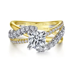 Gabriel & Co. Zaira - 14K White-Yellow Gold Bypass Diamond Engagement Ring