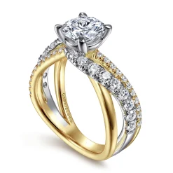 Online Gabriel & Co. Zaira - 14K White-Yellow Gold Round Diamond Engagement Ring