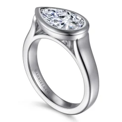 Outlet Gabriel & Co. Zariah - 14K White Gold Pear Shape Bezel Set Solitaire Diamond Engagement Ring