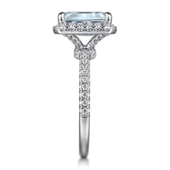 Discount Gabriel & Co. Zeena - 14K White Gold Emerald Halo Aquamarine and Diamond Engagement Ring