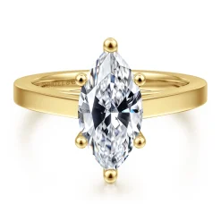 Outlet Gabriel & Co. Zephyra - 14K Yellow Gold 6 Prong Marquise Shape Solitaire Diamond Engagement Ring