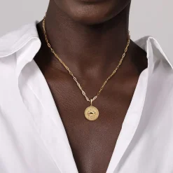 Sale Gabriel & Co. Zodiac - 14K Yellow Gold Diamond Bujukan Cancer Medallion Pendant With Detachable Bail