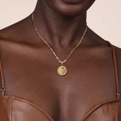 Clearance Gabriel & Co. Zodiac - 14K Yellow Gold Diamond Bujukan Leo Medallion Pendant With Detachable Bail