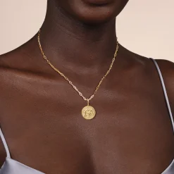 Outlet Gabriel & Co. Zodiac - 14K Yellow Gold Diamond Bujukan Libra Medallion Pendant With Detachable Bail