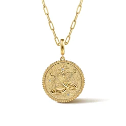 Outlet Gabriel & Co. Zodiac - 14K Yellow Gold Diamond Bujukan Libra Medallion Pendant With Detachable Bail
