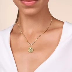 Gabriel & Co. Zodiac - 14K Yellow Gold Diamond Bujukan Virgo Medallion Pendant With Detachable Bail