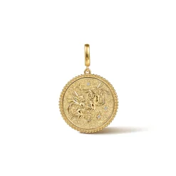 Clearance Gabriel & Co. Zodiac - 14K Yellow Gold Diamond Bujukan Gemini Medallion Pendant With Detachable Bail