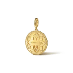 Sale Gabriel & Co. Zodiac - 14K Yellow Gold Diamond Bujukan Capricorn Medallion Pendant With Detachable Bail