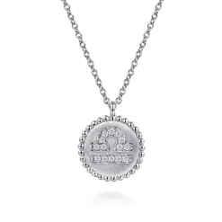 Clearance Gabriel & Co. Zodiac - 925 Sterling Silver Diamond Bujukan Libra Sep 23 - Oct 22 Zodiac Pendant Necklace